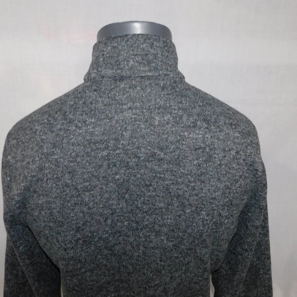 ROOTS Mens M Gray Salt & Pepper 1/4 Zip Fleece Lined Pullover Sweater Spellout - Picture 11 of 13